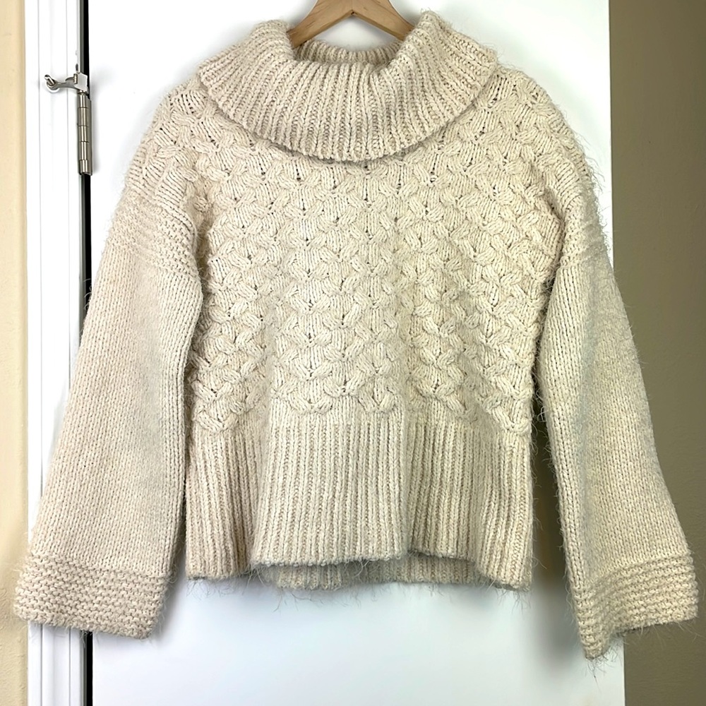 Anthro Sleeping on Snow fuzzy oversized turtleneck